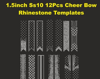 1.5 inch Cheer Bow Rhinestone SS10 Templates,rhinestones, V tail, 1.4 inch, various patterns, digital download, svg, eps, png, dxf
