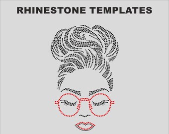 Rhinestone Messy Bun SVG ss10 SS6 Cut File, Rhinestone Sunglasses Messy Bun SVG, Afro Girl Svg, Black Girl Svg, Cut template Cricut file