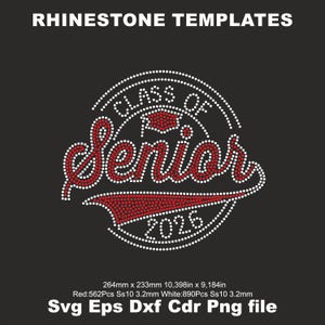 Rhinestone Senior 2026 ss10 SVG Template,Class of 2026 Senior Shirt bling Rhinestone, iron on transfer Senior Bling Svg File for Cricut image 1