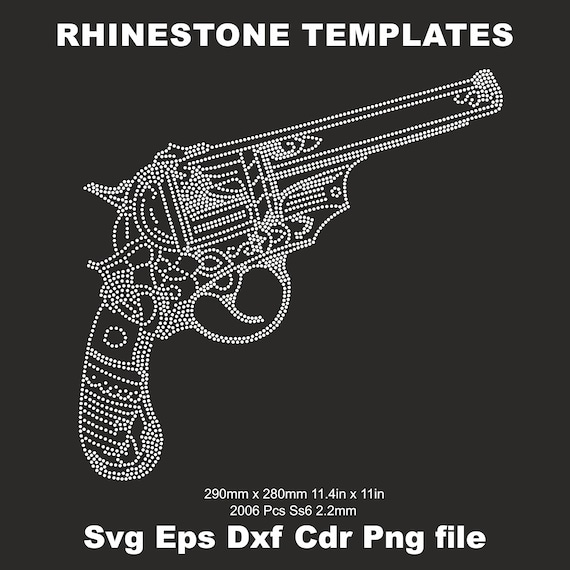 Pistol Rhinestone Template Svg Ss6 Gun Rhinestone Iron on Transfer