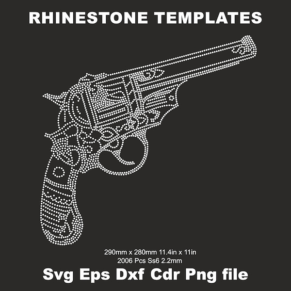 Pistol Rhinestone Template,Gun Rhinestone Template,Weapon Rhinestone,Sheriff Rhinestone,cowboy Rhinestone SVG,Rhinestone Cricut Silhouette