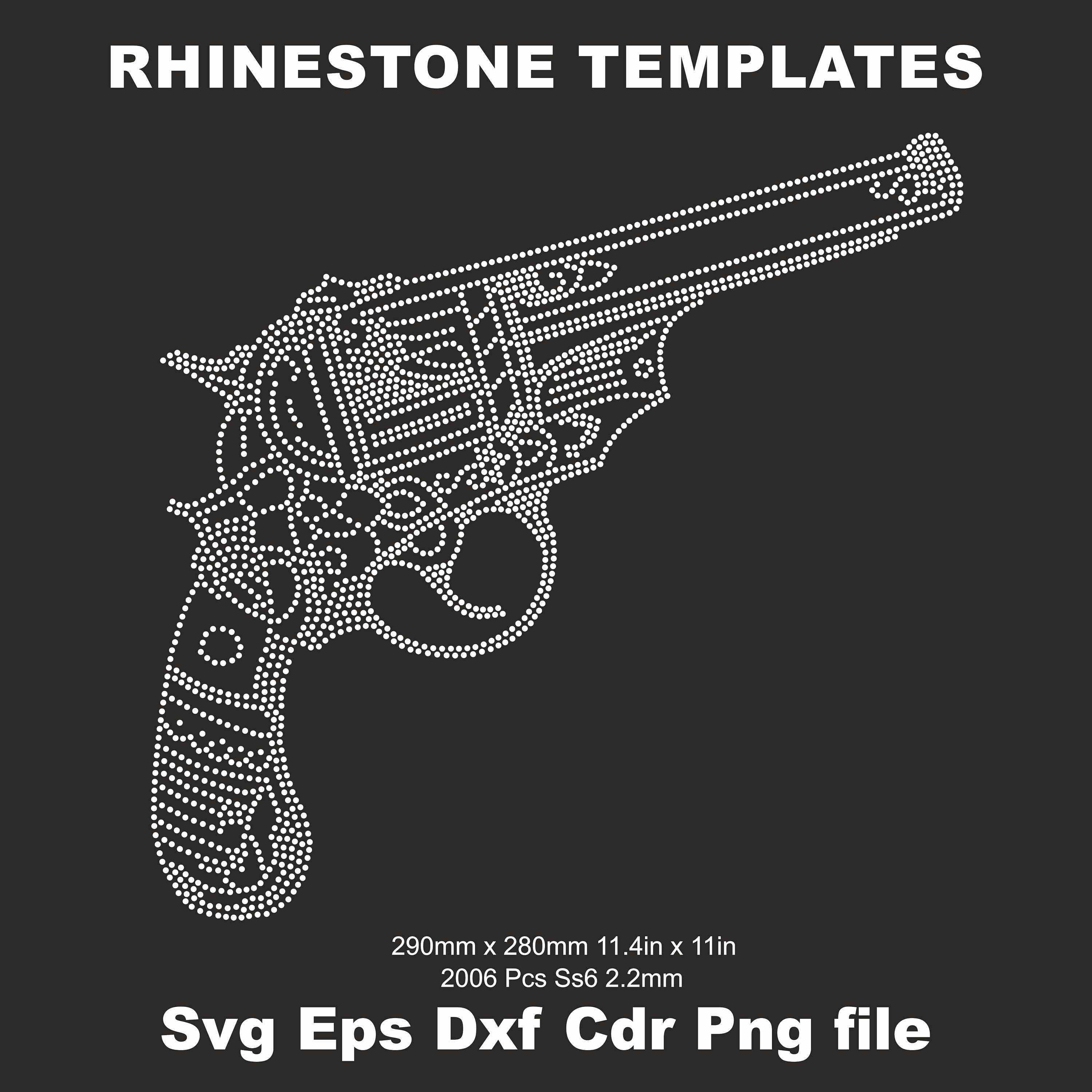 Pistol Rhinestone Template Svg Ss6 Gun Rhinestone Iron on Transfer