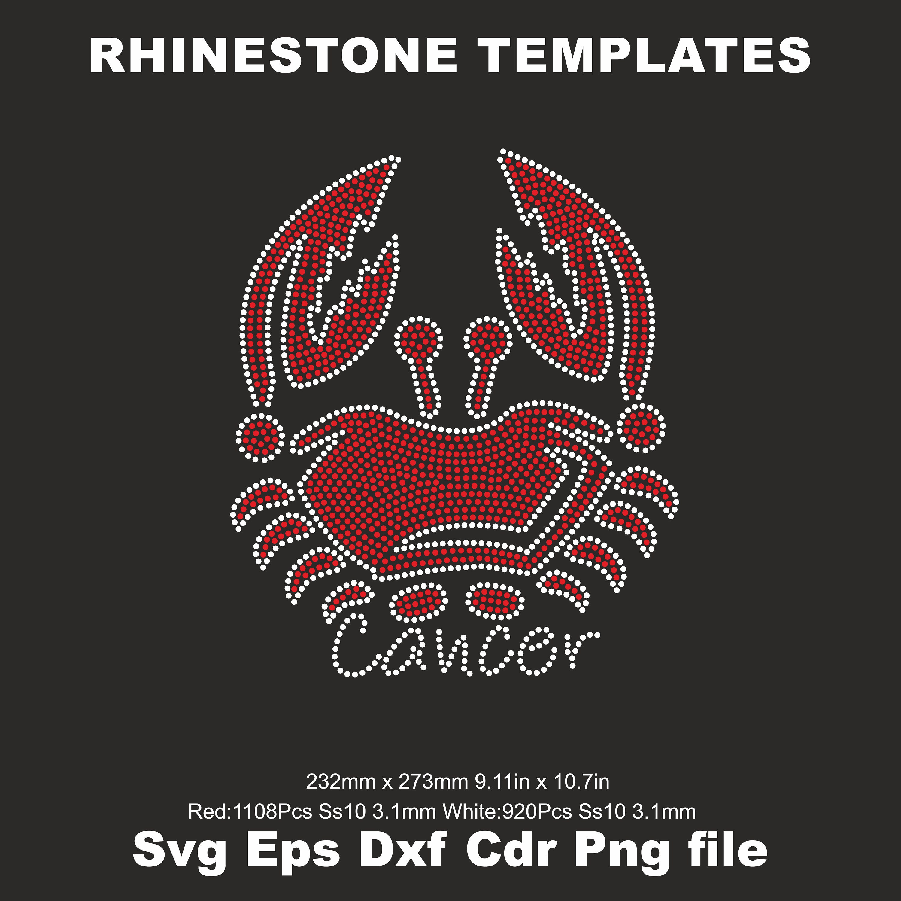 Cancer Horoscopes Rhinestone Template Iron on Transfer Zodiac Sign Ss10 ...
