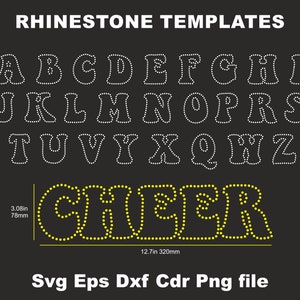 Modelos de alfabeto de strass de 3 polegadas, letras de 3 polegadas, fonte de strass, alfabeto de strass SS10, modelo de fonte SS10 strass Cricut SVG