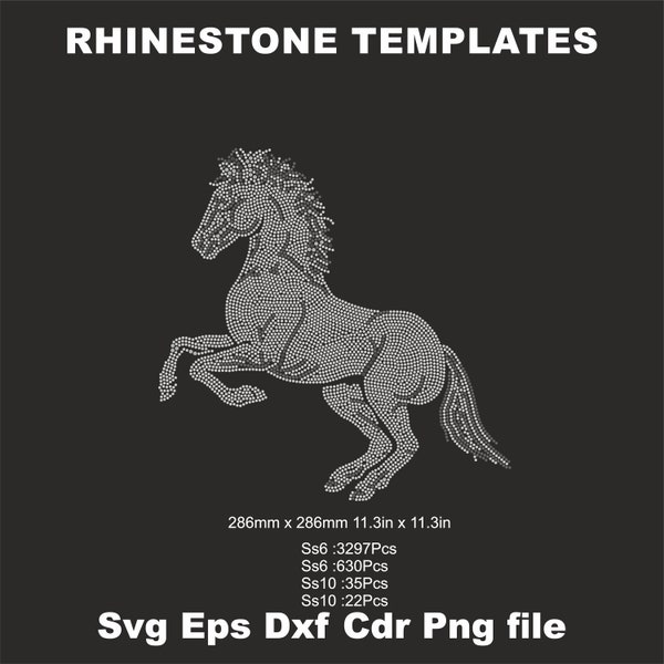 Rhinestone Template Horse Animal SVG, Cut File,ss10  Ss6,Svg,Cdr,Dxf EPS -Silhouette , Bling Template , Digital Download ss6 ss10