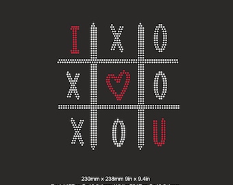 Rhinestone tic tac toe Love you Template Cutting SVG, xoxo Rhinestone Ss10,Svg -Silhouette , Bling Template , Digital Download