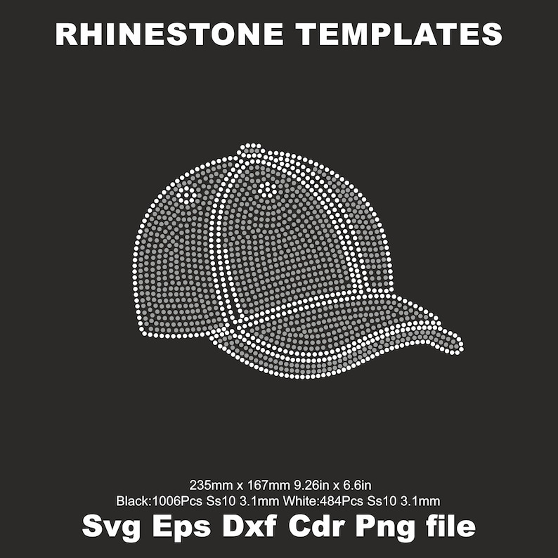 Baseball Cap Rhinestone Template SVG Ss10,baseball Hat Svg Template ...