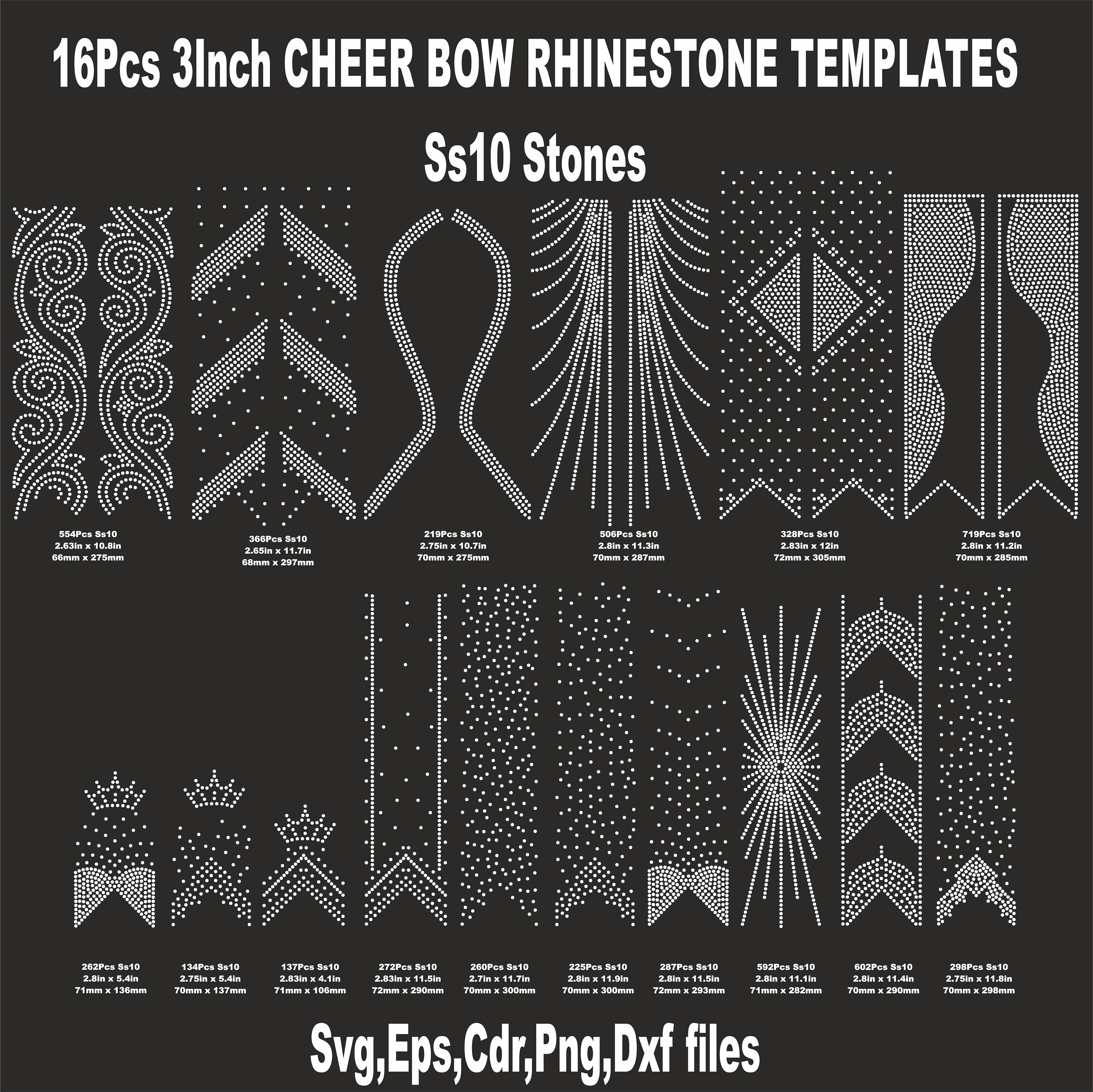 3 Crusted SS10 (3mm) Rhinestone Strip Set Pre-Cut Sticky Flock