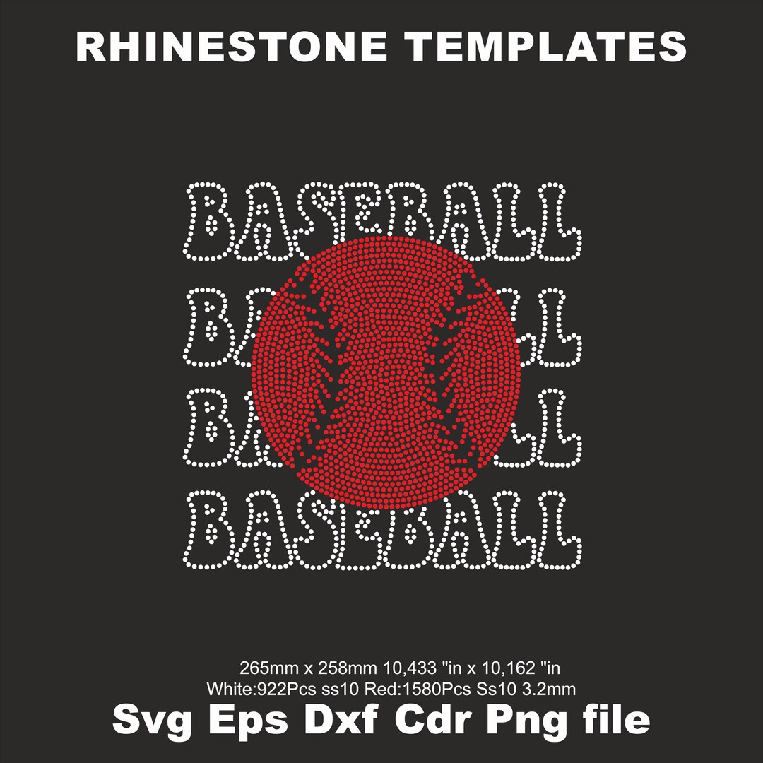 Baseball Bling Rhinestone Template SVG Ss10,baseball Ball Svg Iron on ...