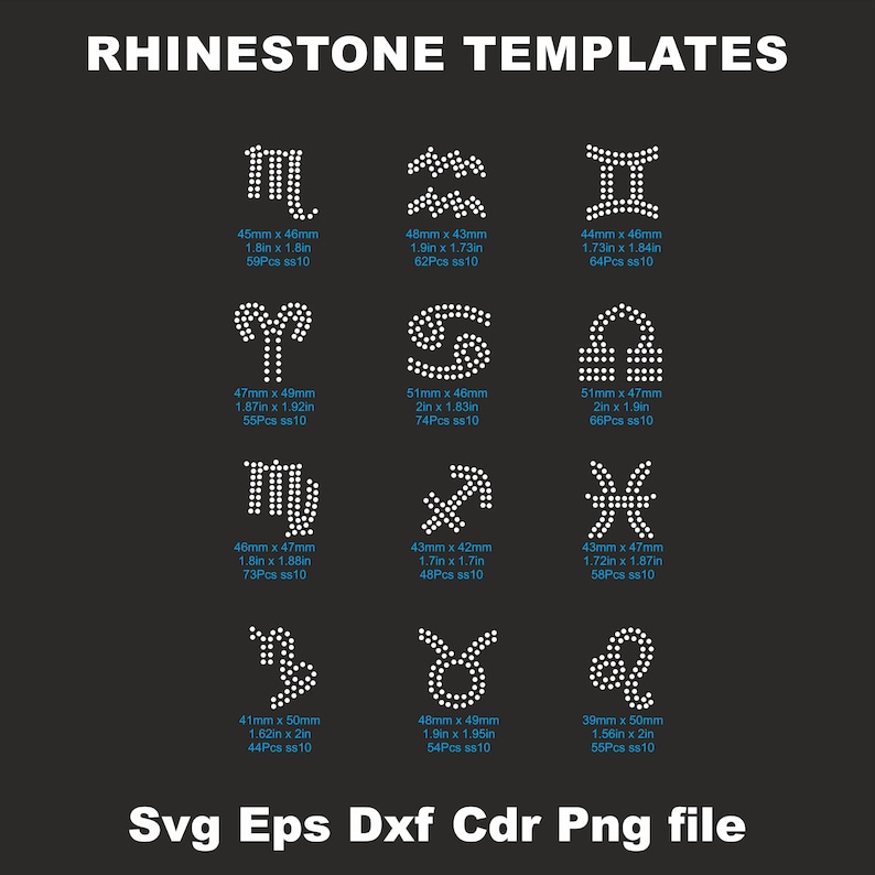Communication Sign Rinstone Constellation Rhinestone Svg Template, Horoscopes Iron on Transfer ...