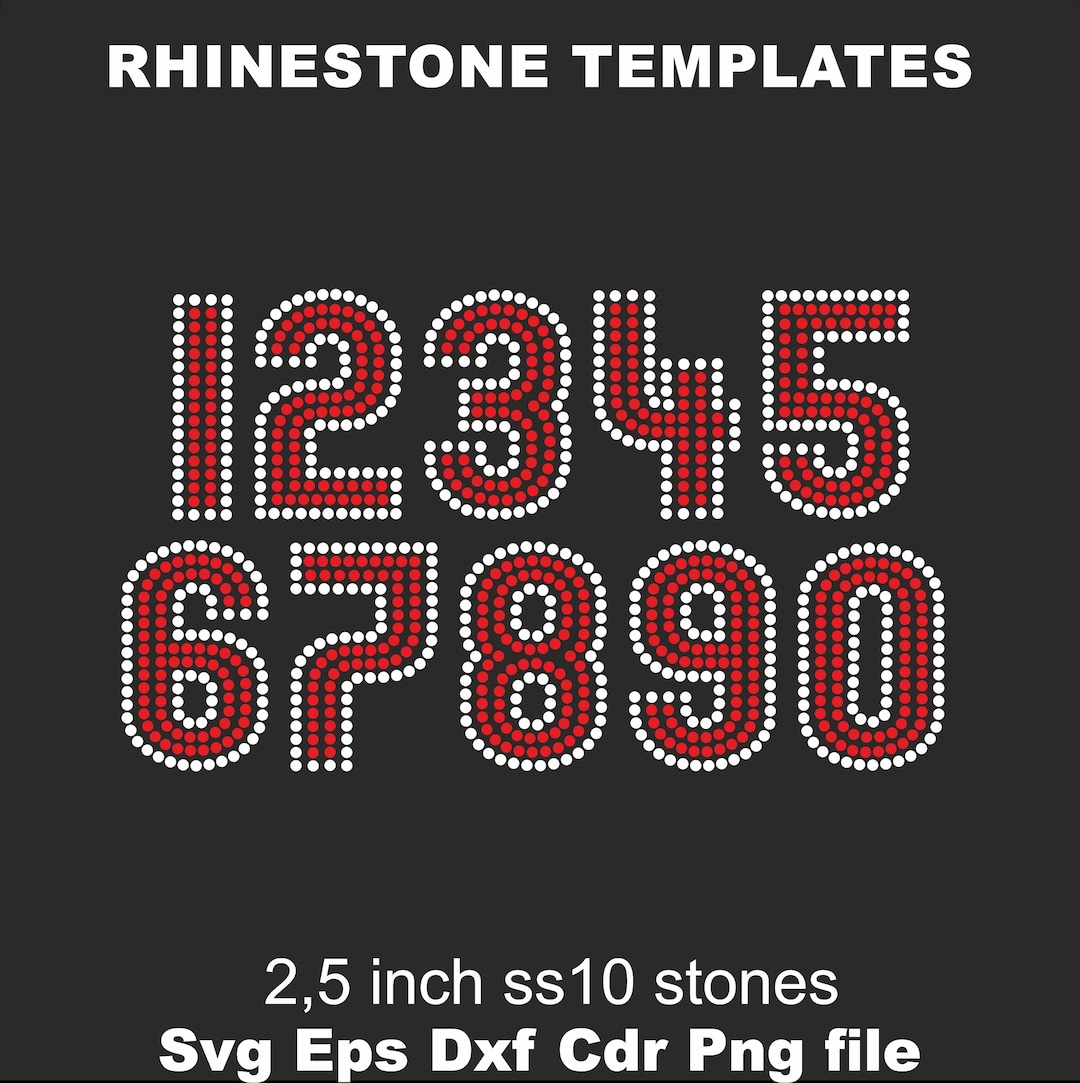 2.5 Inch Numbers Ss10 Rhinestone Bling Templates, 2,5 Inch Sport ...