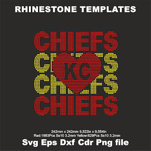 Chiefs Rhinestone template ss10,cheerleader Iron on transfer Chiefs Shirts Sport Bra Cheer Football Rhinestone template,Cricut templates Svg