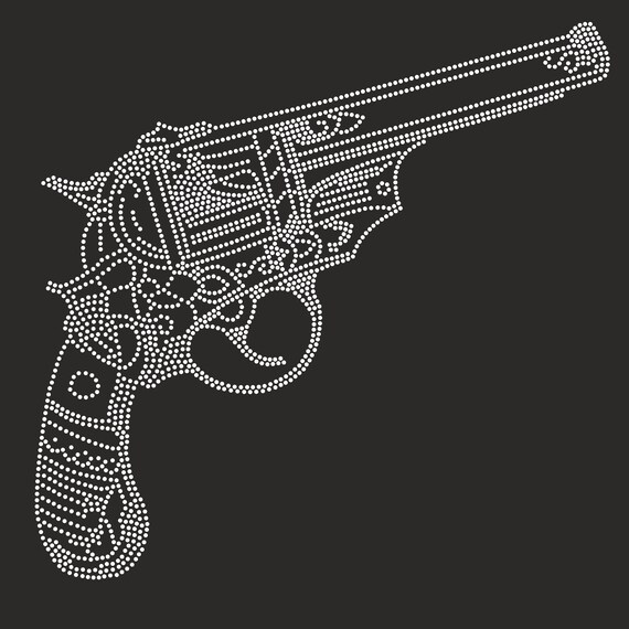 Pistol Rhinestone Template Svg Ss6 Gun Rhinestone Iron on Transfer