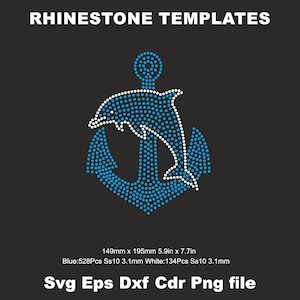 Anchor Dolphin Fish Rhinestone Sailor Templates, Dolphin anchor woman shirts svg Iron on transfer Cut File,Ss10,Svg Digital Download