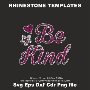 Be Kind Rhinestone Shirts Svg modello ss10 - Be Kind modello strass - Be Kind Iron on transfer Tshirt da donna Svg - File Svg per Cricut