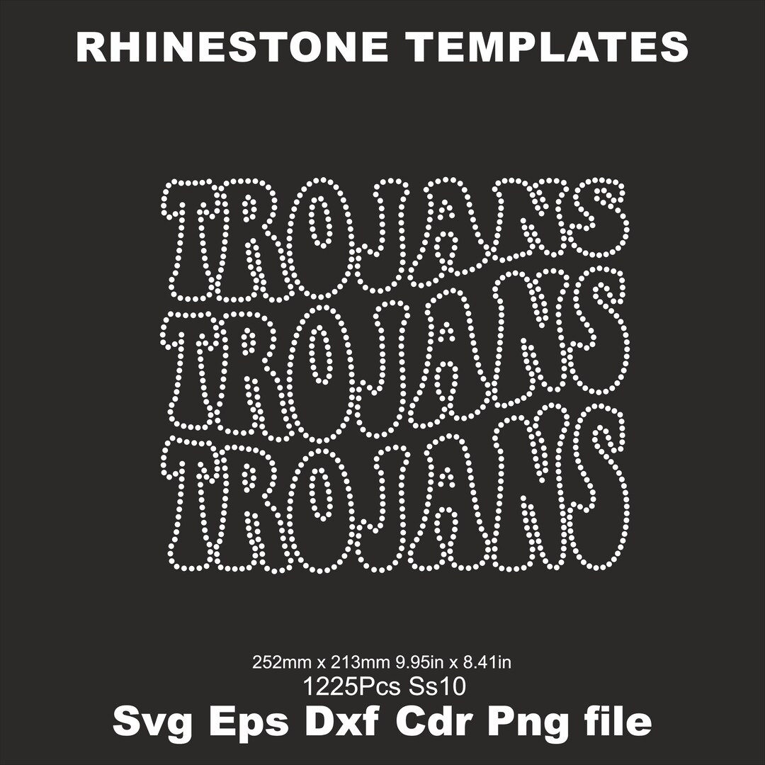 Trojans Football Rhinestone Template Svg Cut File Trojans Ss10 ...