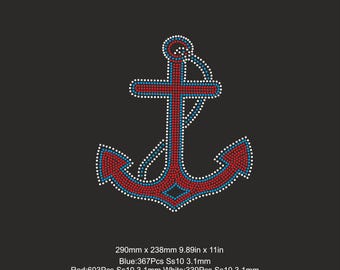 Rhinestone Anchor ,Rhinestone Big anchor ss10 Cut Sailor Cut File,Svg,Cdr,Dxf EPS -Silhouette , Bling Template , Digital Download