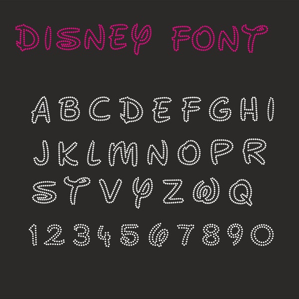 Rhinestone Alphabet Templates Letters Disneyland Font Alphabet Font Cricut Svg Cdr Dxf - SS6 2mm Mause Font Rhinestone Micke Font