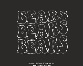 Bears Cheerleader Football Rhinestone Template Svg Cut File Iron on transfer Bears ss10 Rhinestone woman shirts svg,Cheer Football shirts