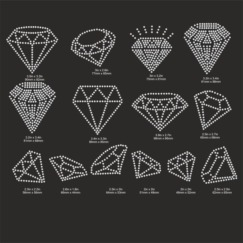 Rhinestone Template, Diamond Bundle, Ss10 Diamond crystal Bundle Diamond Shape Glitter Crystal Decals Design DOWNLOAD Rhinestone Svg Cricut image 2