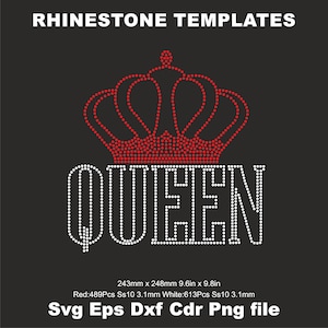 Crown Queen Rhinestone Svg ss10 Queen woman shirts svg Crown Iron on transfer Crystal Queen Design SS10 Rhinestone Svg File for Cricut
