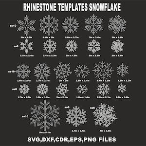 RhineStone templates 25pcs Snowflake Christmas Templates Bundle ss6 ss10 3x3in 2x2in Hotfix DOWNLOAD CUT TEMPLATE File Svg,Eps,Png Cricut