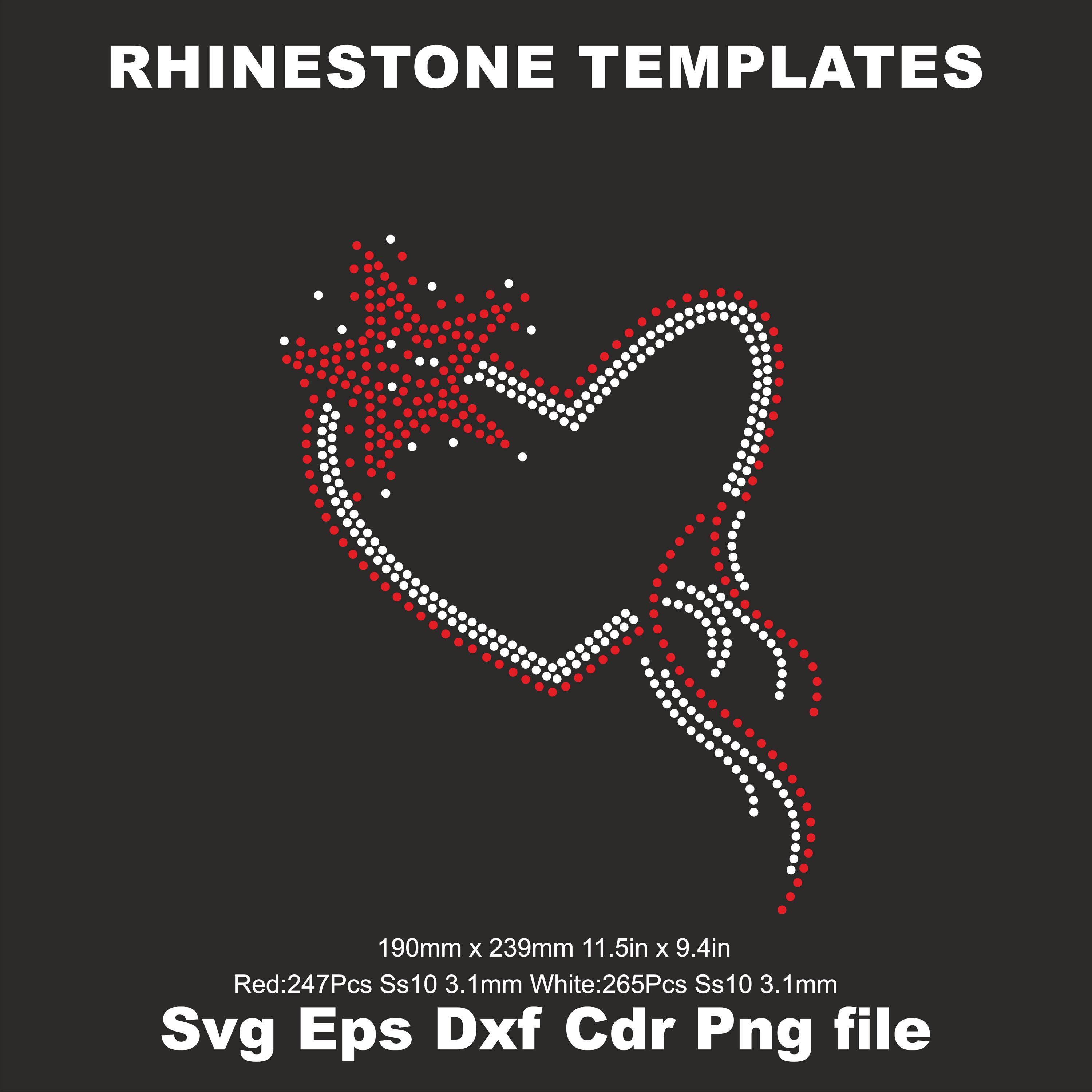 Heart With Tail Rhinestone Template Svg Ss10 - Heart Rhinestone