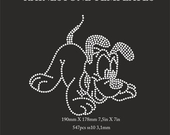 Plantilla de perro con diamantes de imitación ss10 SVG Transferencia termoadhesiva Bonito patrón de animales para niños 3 mm, descarga de diseño brillante, plantilla SVG para camisetas de mujer SVG