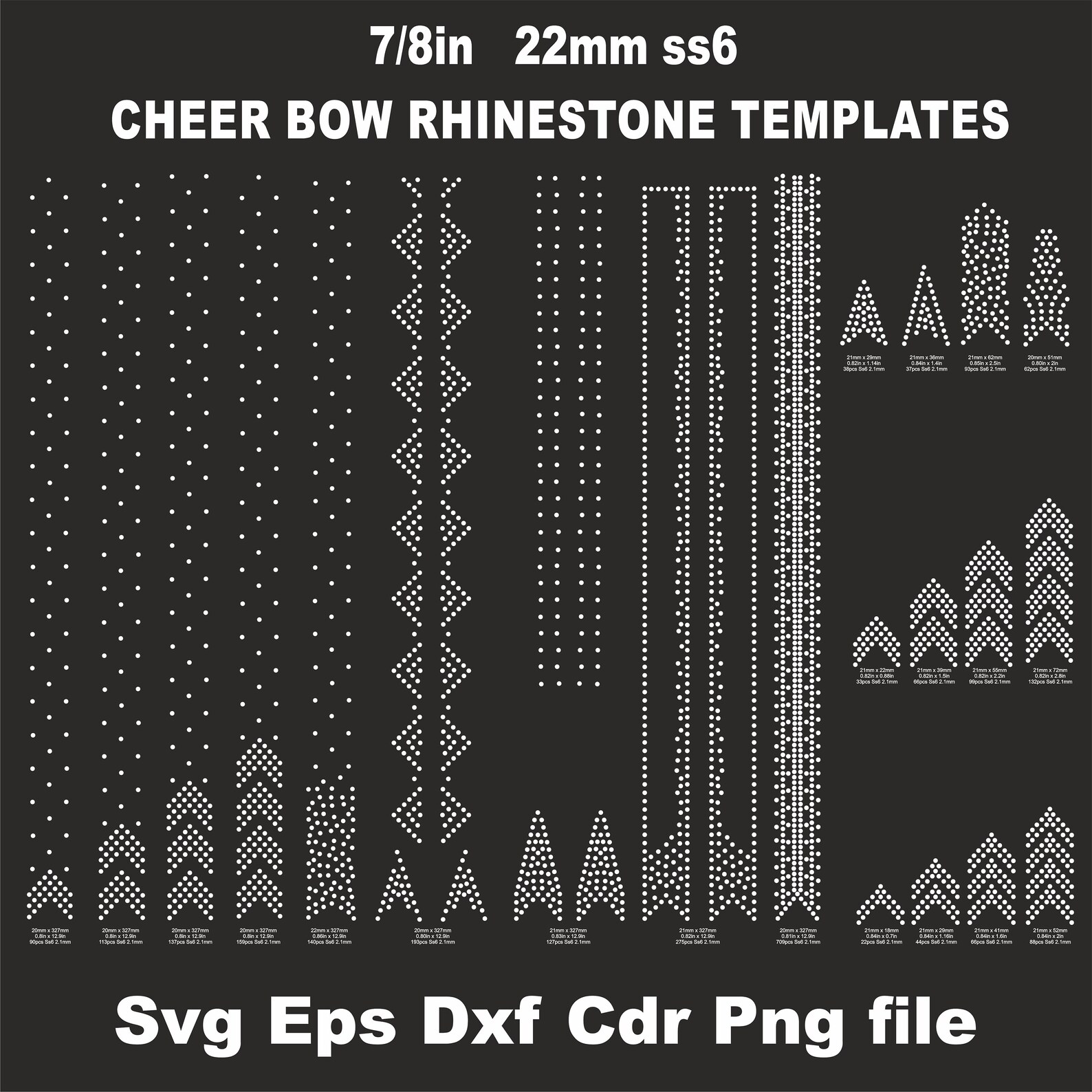 Cheer Bow 1 Inch Rhinestone Templates,cricut Cheer Bow,ss6 Rhinestones ...