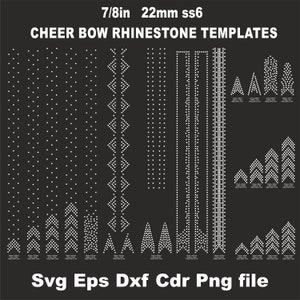 Modèles de strass Cheer Bow 1 pouce, arc Cricut, strass ss6, queue en V, 0,8 pouce, 22 mm, différents motifs, téléchargement numérique, svg