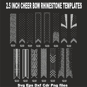 13 Cheer Bow 2.5 inch Rhinestone Templates, ss10 rhinestones, V tail, 2 5 inch, various patterns, digital download, svg, eps, png, dxf