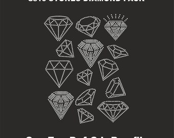 Rhinestone Template, Diamond Bundle, Ss10 Diamond crystal Bundle Diamond Shape Glitter Crystal Decals Design DOWNLOAD Rhinestone  Svg Cricut