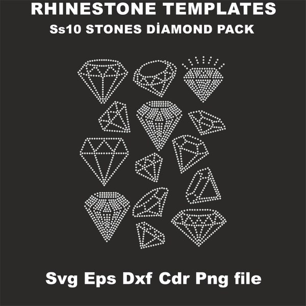 Rhinestone Template, Diamond Bundle, Ss10 Diamond crystal Bundle Diamond Shape Glitter Crystal Decals Design DOWNLOAD Rhinestone  Svg Cricut