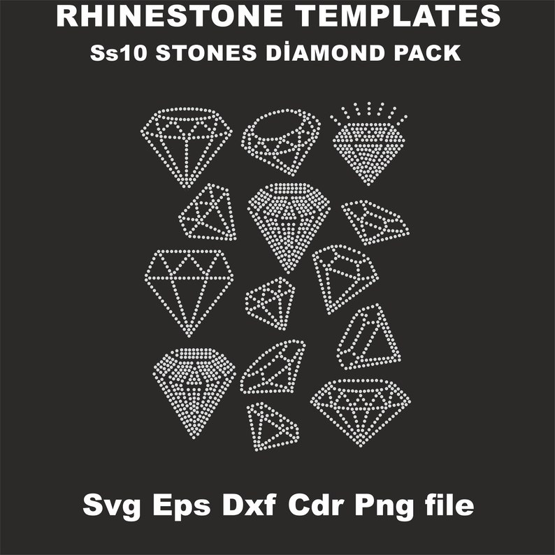 Rhinestone Template, Diamond Bundle, Ss10 Diamond crystal Bundle Diamond Shape Glitter Crystal Decals Design DOWNLOAD Rhinestone Svg Cricut image 1