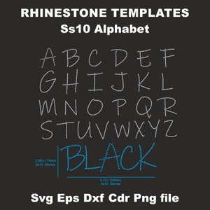 Rhinestone Alphabet Handwriting Template Svg Rhinestone Script Font Template SS10 Rhinestone Font Letters Template Rhinestone Black Font