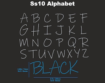 Strass Alphabet Handschrift Vorlage svg Strassmuster Schrift Vorlage SS10 Strass Schriftart Buchstaben Vorlage Strass schwarz Schrift