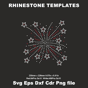 RhineStone starburst Template svg, Rhinestone STAR Scattered ss10 Fireworks Rhinestone Design DOWNLOAD Rhinestone Svg CUT File