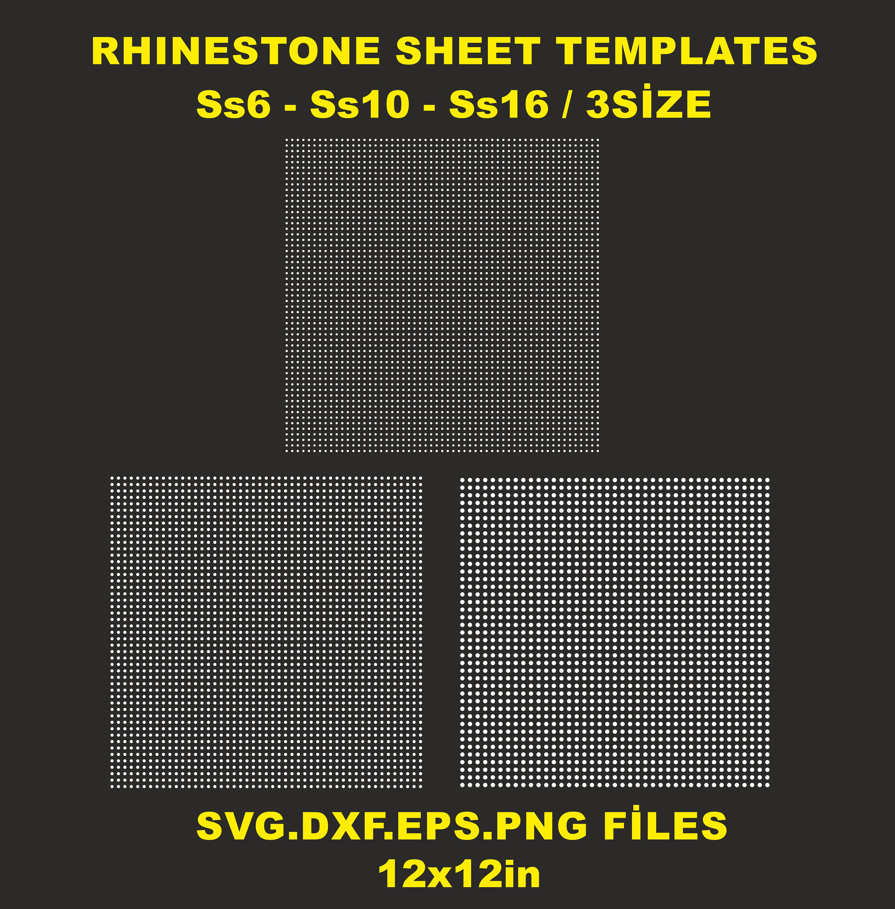 Rhinestone Tumbler Templates Sheet 30cm 12x12 Ss6 Ss10 Ss16