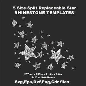 RhineStone Templates Star 5 Size Split Replaceable STAR ss10 ss6 Design DOWNLOAD Rhinestone CUT Template File Eps,Png cricut rhinestone svg