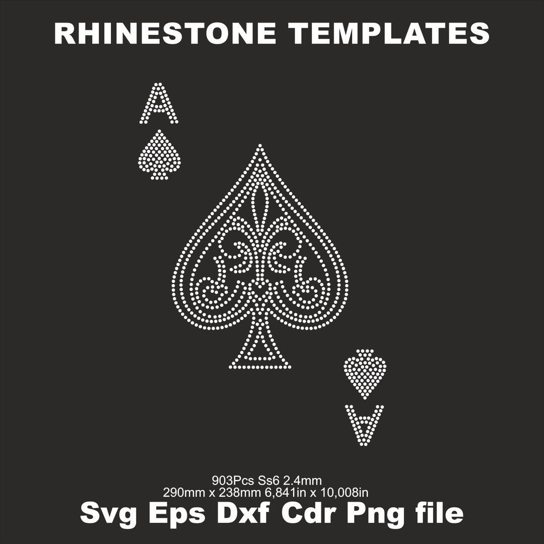 Playing Cards Rhinestone Ace of Spades Poker Lucky Playing Card Casino Rhinestone Ss6 Svg ...
