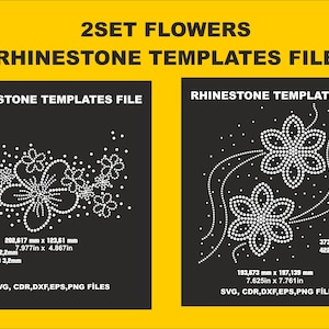 RhineStone 2 set flowers templates ,ss10, Hotfix Design DOWNLOAD CUT TEMPLATE File Svg,Eps,Png Cricut and Silhouette