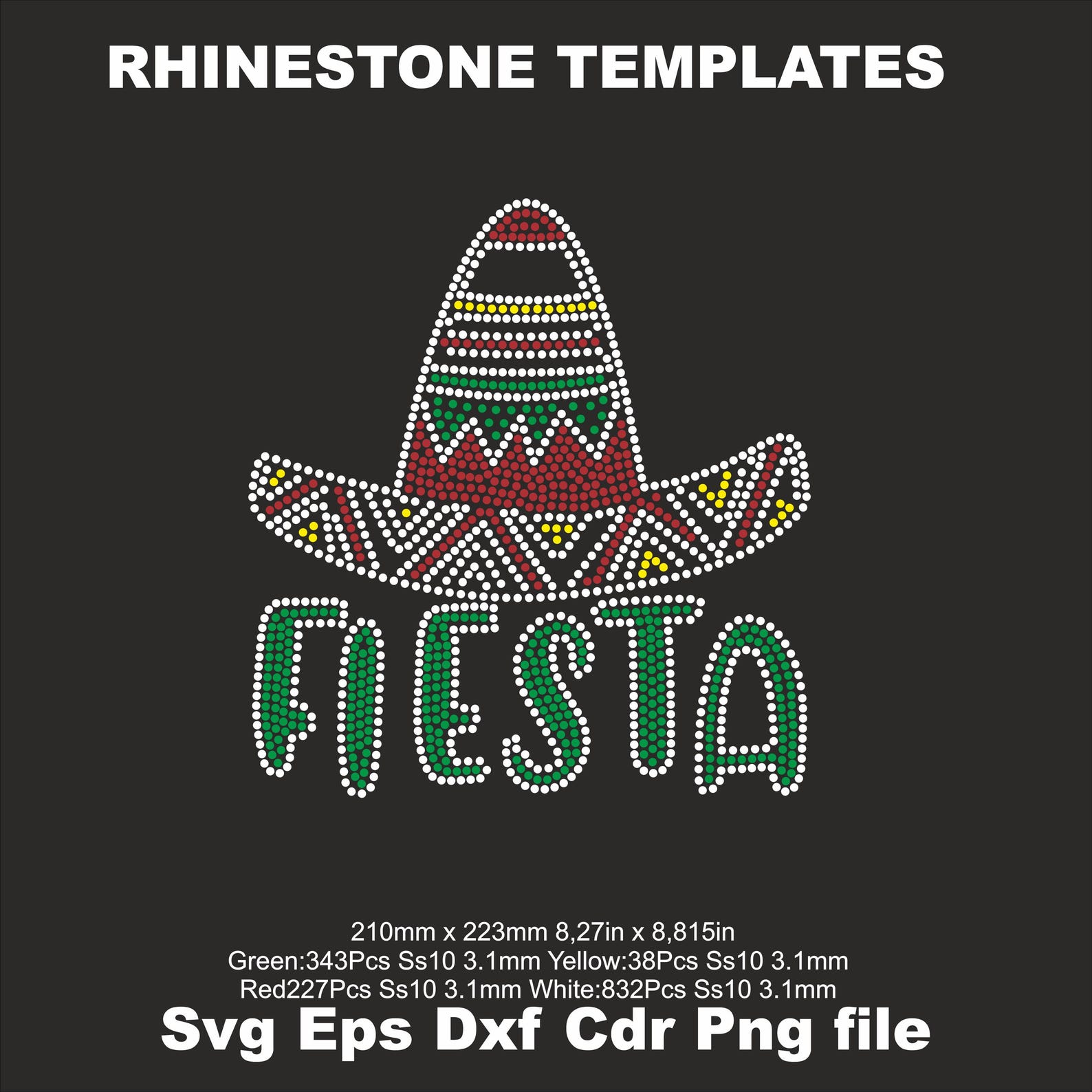 Mexico Rhinestone Template Fiesta Rhinestone Template SVG Ss10 Cricut Fiesta , Festivals ...