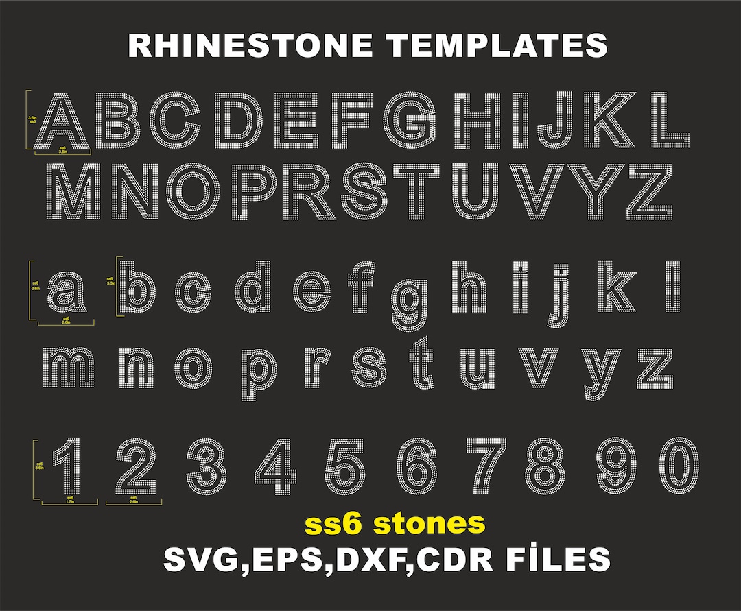 Aa Rhinestone Svg Alphabet Rhinestone Template Svg Ss6, Rhinestone Font Pattern Svg ...