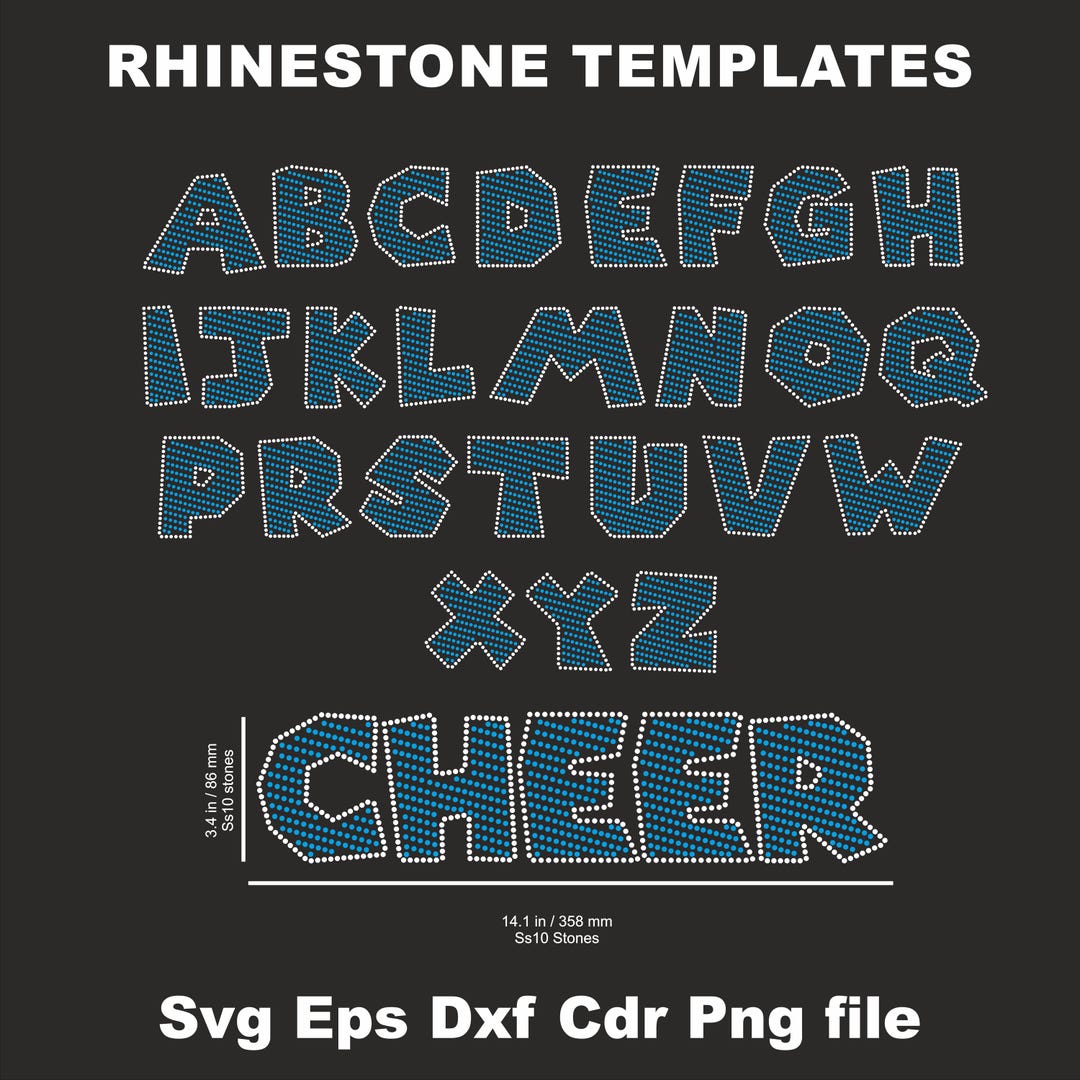 Rhinestone Font Letters Template Ss10 Svg,font Rhinestone Iron on ...