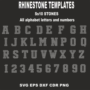 Rhinestone alphabet Letters Templates, College Letters, Cheer Letters, College number, Cheer Alphabet ss10  rhinestones SVG, Dxf Png
