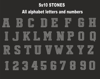 Rhinestone alphabet Letters ss10 3.7inch Templates, College Letters, Cheer Letters, uniform number svg Cheer Alphabet  rhinestones SVG,
