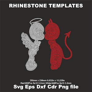 Angel Devil Love Valentine's Day RhineStone Template, Love T shirt Design,Rhinestone Angel Devil,Cricut Rhinestone ss10 t CUT TEMPLATE