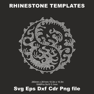 Dragon Rhinestone SS10 Svg, iron on dragon patch, bling iron on dragon,Rhinestone template,Cricut templates Svg Dragon Shirt