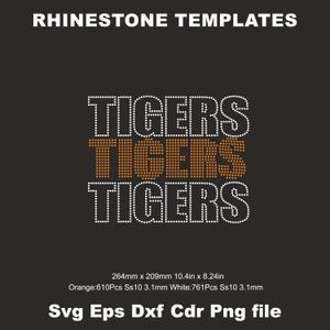 Tigers Rhinestone template,Svg ss10 Rhinestone Template, Iron on transfer Tigers Rhinestone template,Ss10 template,woman shirts svg
