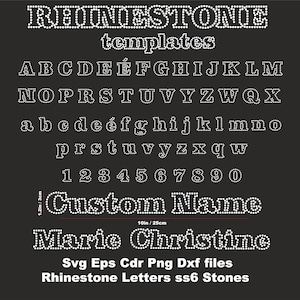 Rhinestone Alphabet Template 1in ,Name Rhinestone,Letters Rhinestone 1in,Font Rhinestone,Cricut Svg Dxf SS6 2mm Cricut Rhinestone
